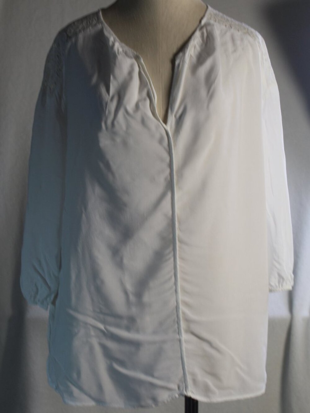 Stylus Size XL White Peasant 3/4 Sleeve Blouse Boho Casual